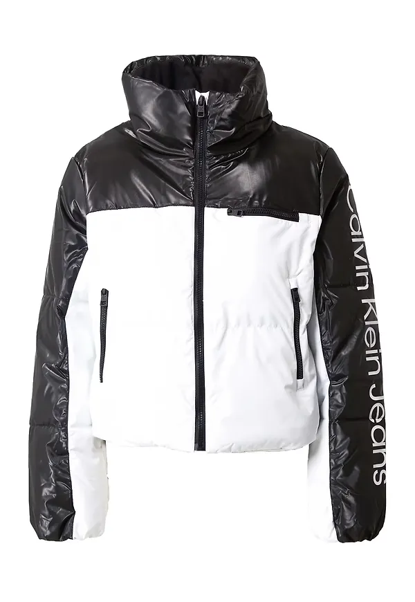 Calvin Klein Jeans Övergångsjacka svart / vit