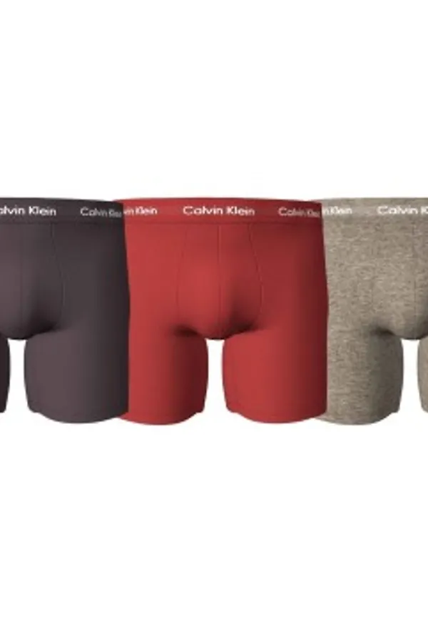 Calvin Klein Kalsonger 3P Cotton Stretch Boxer Brief Röd/Brun bomull Small Herr