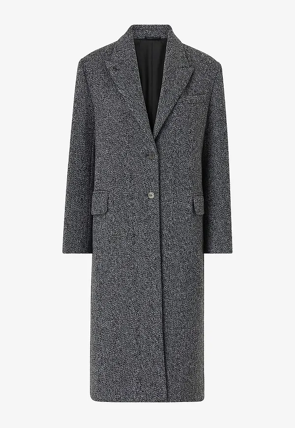 Calvin Klein - Kappa Herringbone Single Breasted Coat - Grå