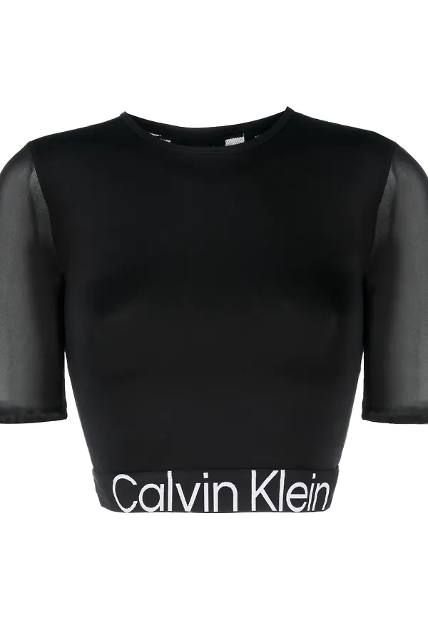Calvin Klein kort t-shirt med logotypband - Svart