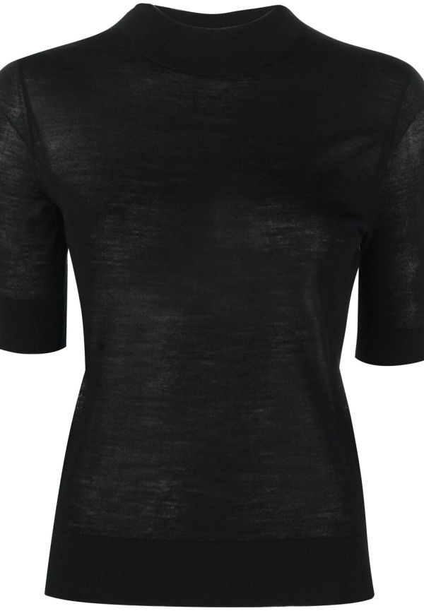 Calvin Klein kortärmad stickad tröja - Svart