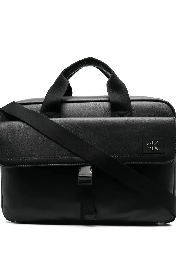 Calvin Klein laptopfodral i läder - Svart