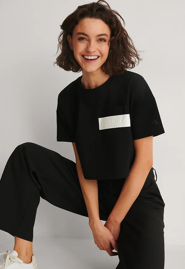 Calvin Klein Logga Crop-topp - Black