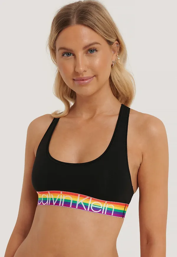Calvin Klein Logo Unlined Bralette - Black