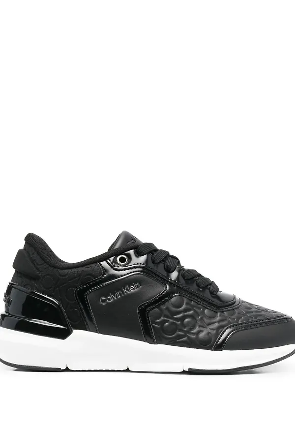 Calvin Klein lädersneakers med monogram - Svart