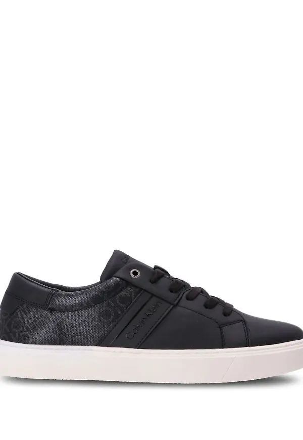 Calvin Klein lädersneakers med monogram - Svart