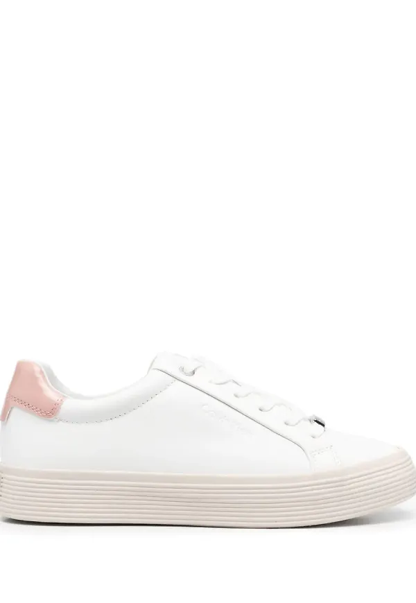 Calvin Klein låga lädersneakers - Vit