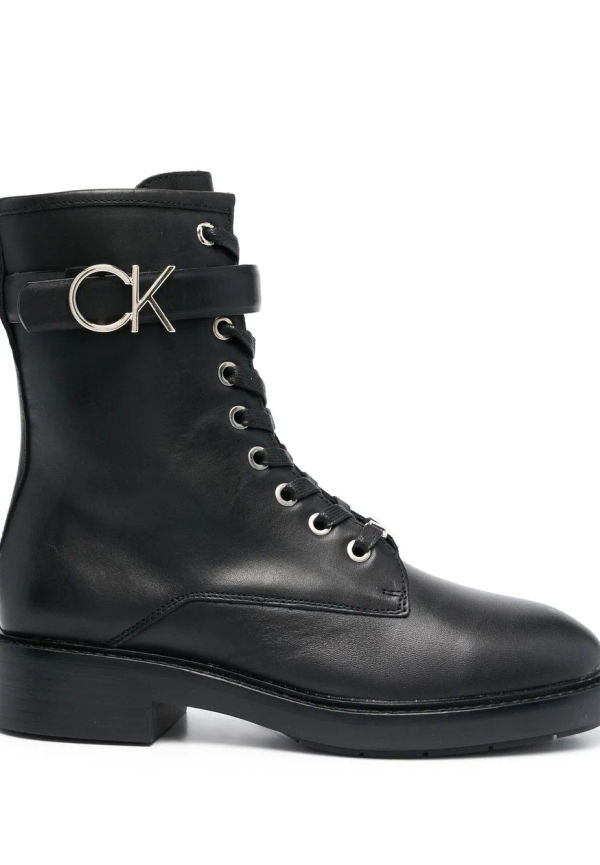 Calvin Klein militärkängor med logotypspänne - Svart