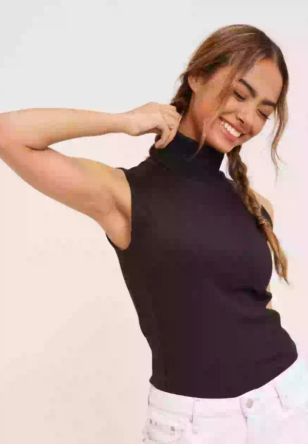 Calvin Klein Modal Rib Roll Neck Tank Linnen & ärmlösa toppar Black