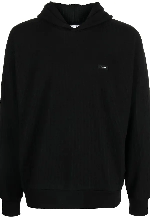 Calvin Klein Ottoman ribbad huvtröja - Svart