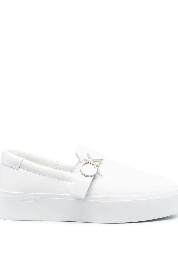 Calvin Klein platåsneakers med logotypplakett - Vit