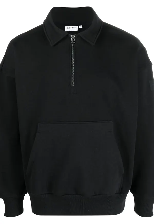 Calvin Klein polo-collar cotton sweatshirt - Svart