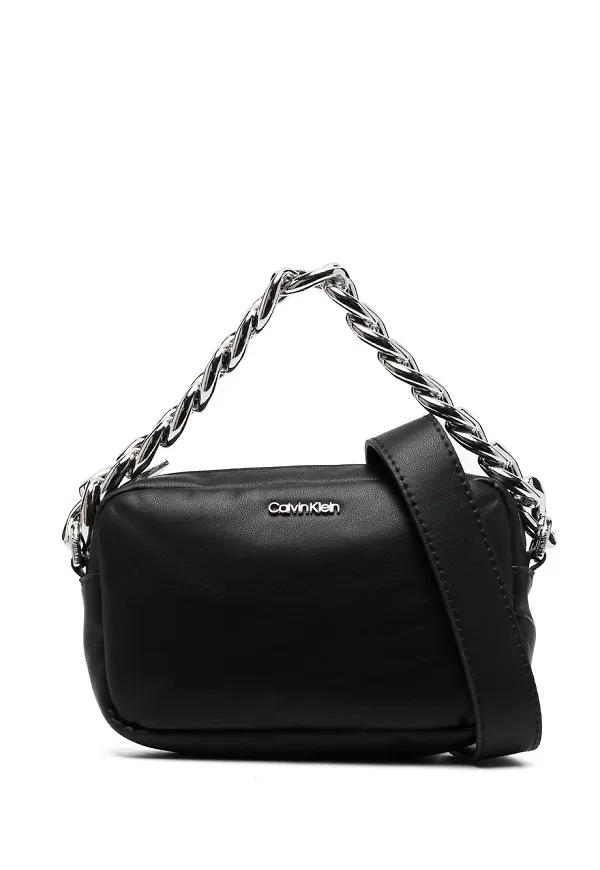 Calvin Klein puffväska med kedjelänk - Svart