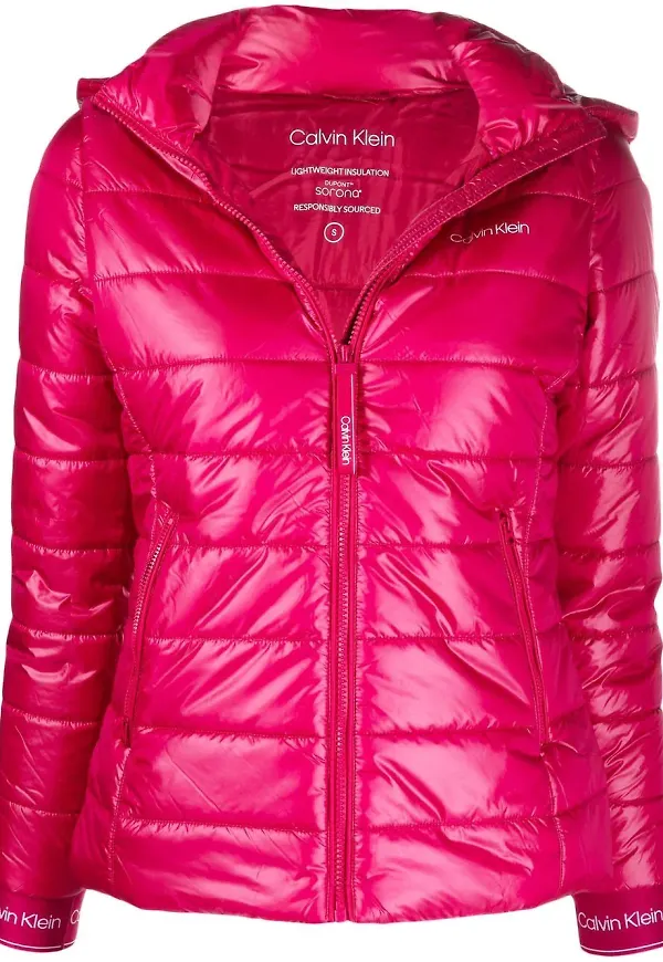Calvin Klein quiltad vadderad jacka med huva - Rosa