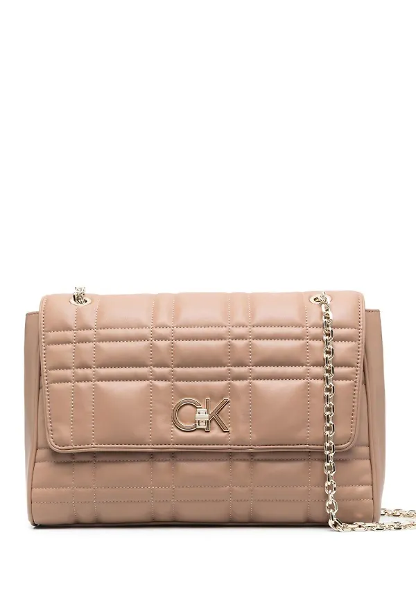 Calvin Klein Re-lock quiltad axelväska - Brun