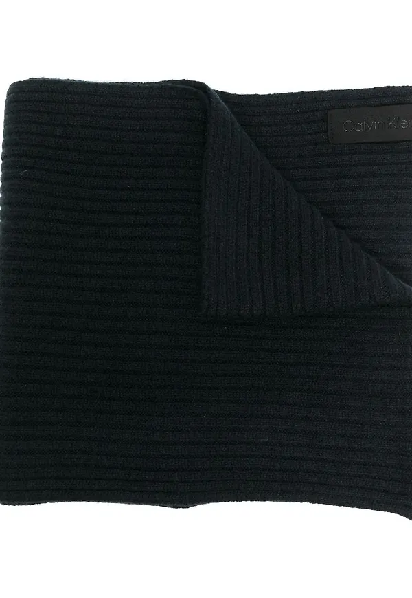 Calvin Klein ribbstickad kashmirsjal - Svart
