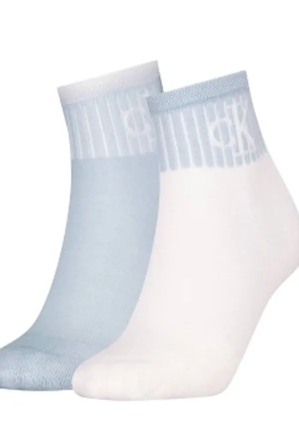 Calvin Klein Strumpor 2P Glossy Rib Quarter Socks Vit/Blå Strl 35/38 Dam