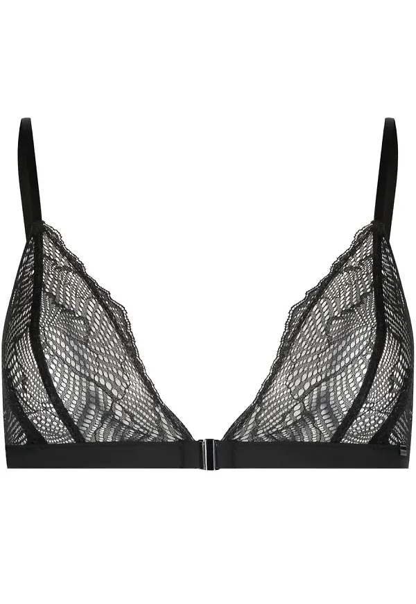 Calvin Klein triangel-BH i spets - Svart