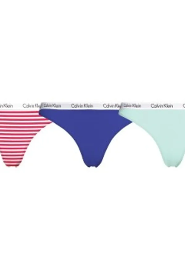 Calvin Klein Trosor 3P Carousel Thongs Blå/Grön bomull Large Dam