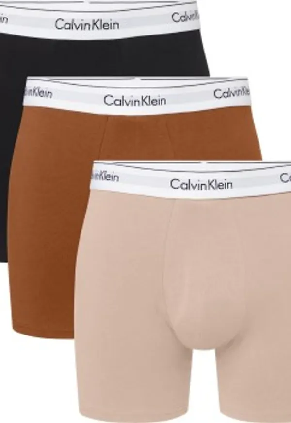 Calvin Klein Trosor 3P Modern Cotton Stretch Naturals Boxer Svart/brun bomull Large Herr