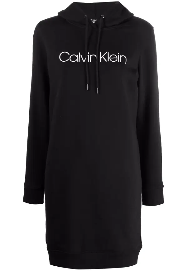 Calvin Klein tröjklänning med huva - Svart