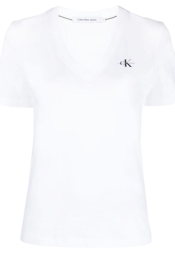 Calvin Klein v-ringad t-shirt med logotyp - Gul