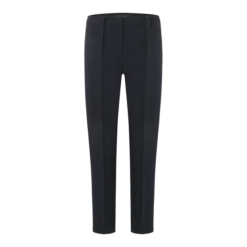 Cambio, Byxor, Dam, 3Xl, Polyester, Marinblå byxor med pressveck