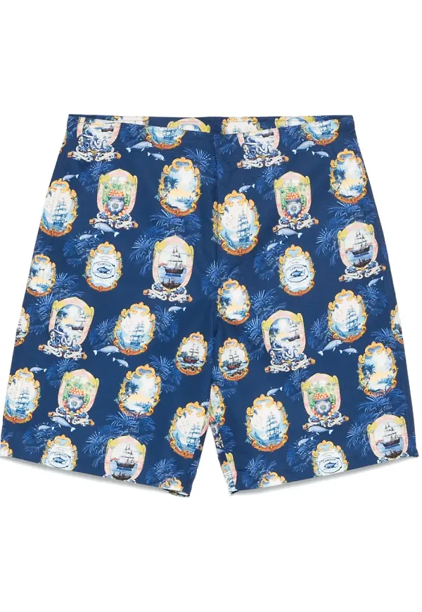 Camilla shorts med grafiskt tryck - Blå