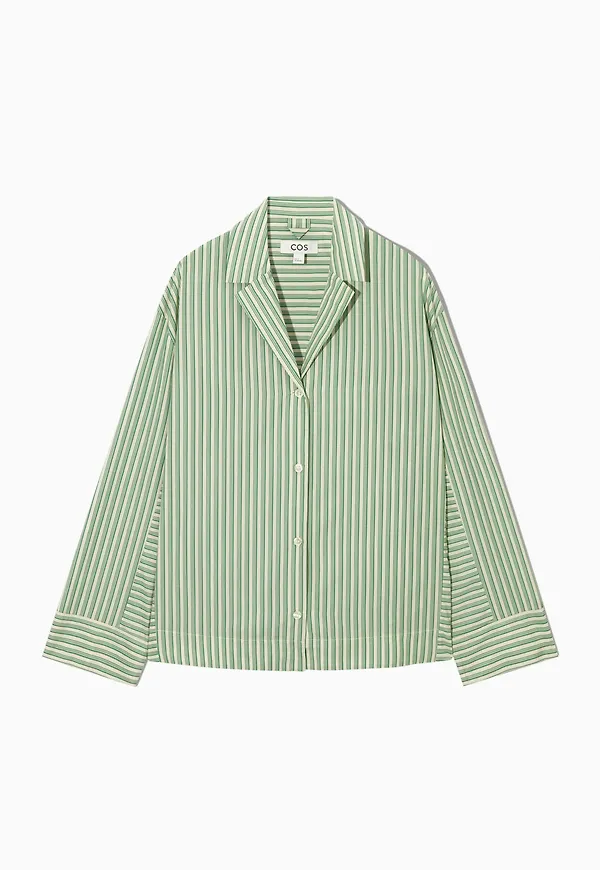 CAMP-COLLAR STRIPED PYJAMA SHIRT