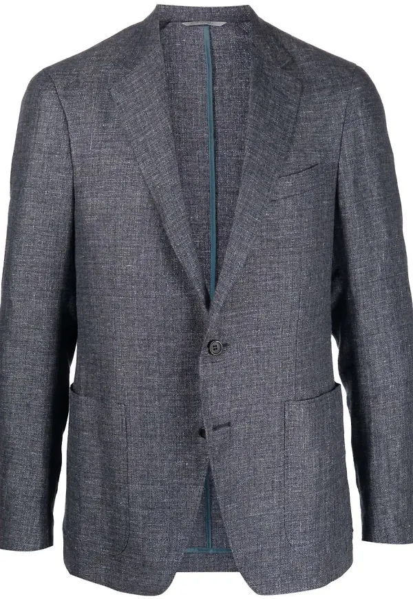 Canali enkelknäppt figursydd blazer - Blå
