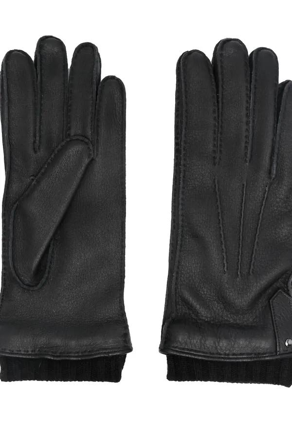 Canali läderhandskar med sömdetalj - Svart