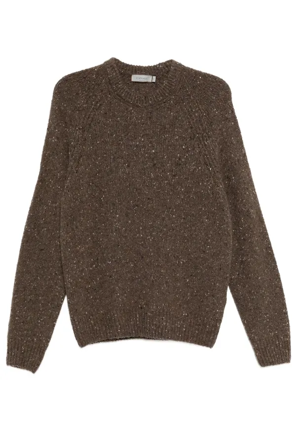 Canali spräcklig tröja med rundad hals - Brun