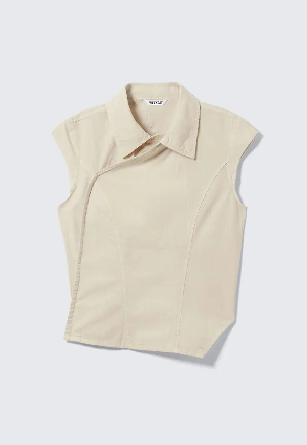 Cap-Sleeved Asymmetric Ripstop Top