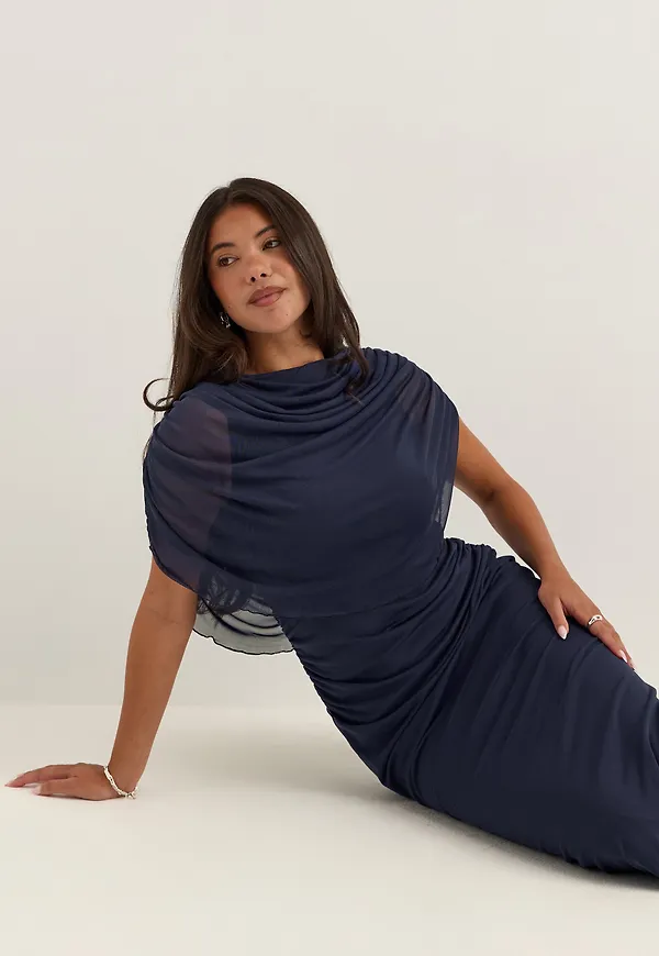 Cape Mesh Ankle Dress
