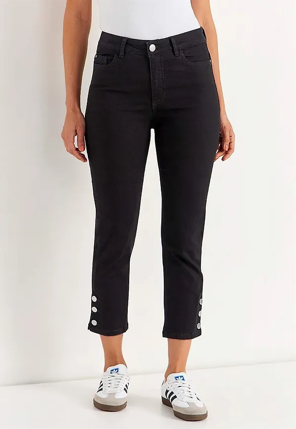 Caprijeans med femficksdesign