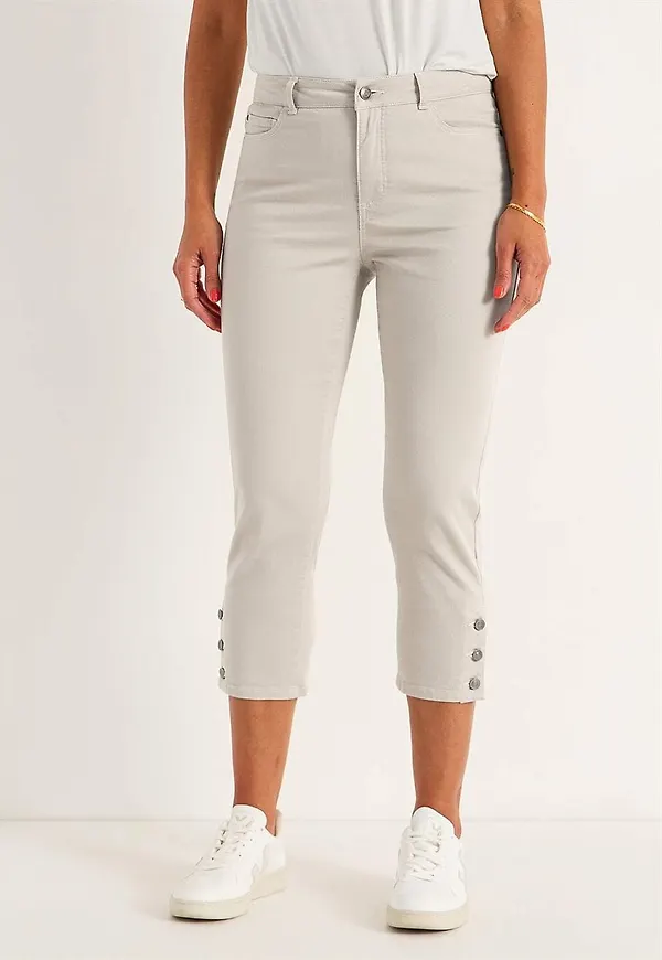 Caprijeans med femficksdesign