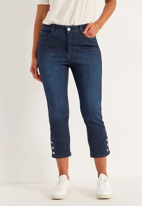 Caprijeans med femficksdesign