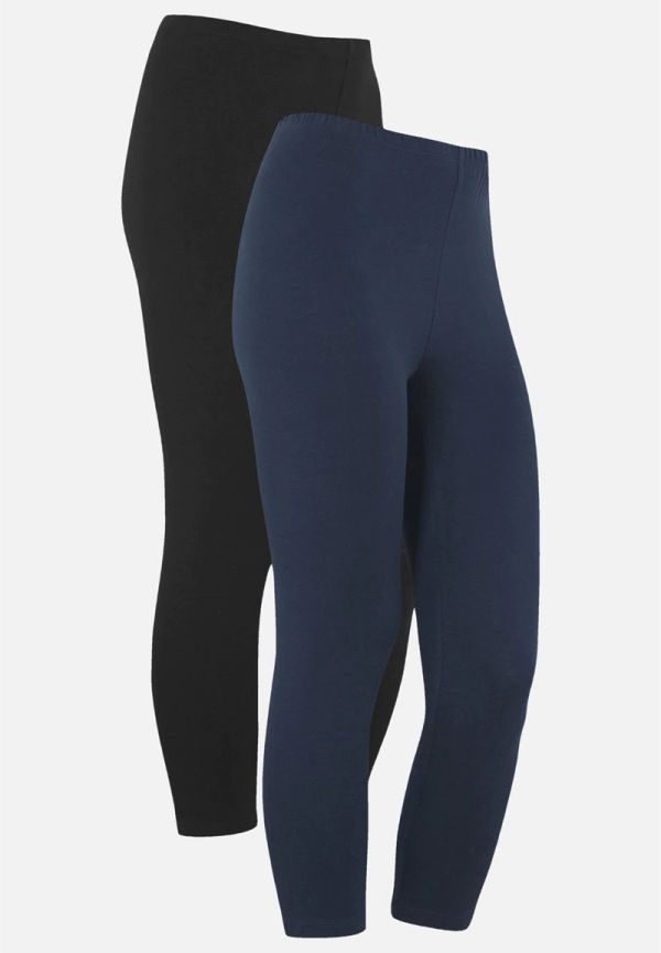 Caprileggings i mjuk trikå 2-pack