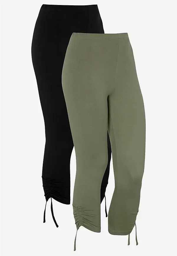 Caprileggings med dragsko i bensluten Astrid 2-pack