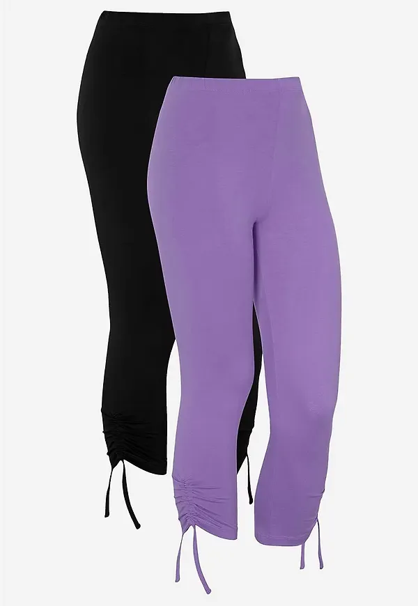 Caprileggings med dragsko i bensluten Astrid 2-pack