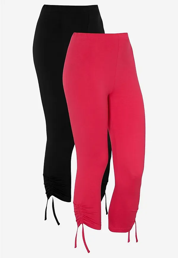 Caprileggings med dragsko i bensluten Astrid 2-pack