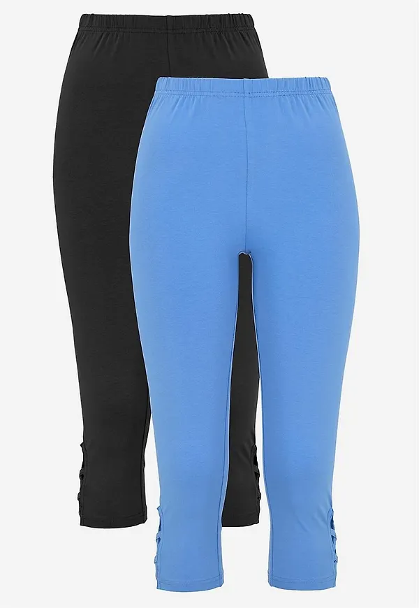 Caprileggings med fina detaljer 2-pack