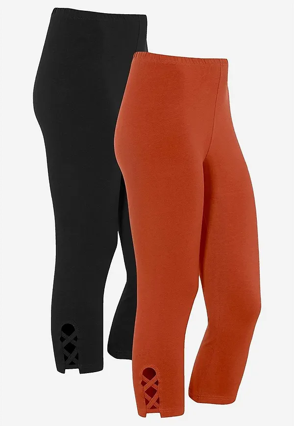 Caprileggings med fina detaljer Vega 2-pack
