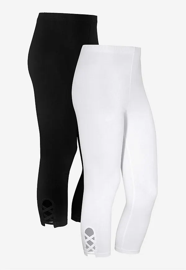 Caprileggings med fina detaljer 2-pack