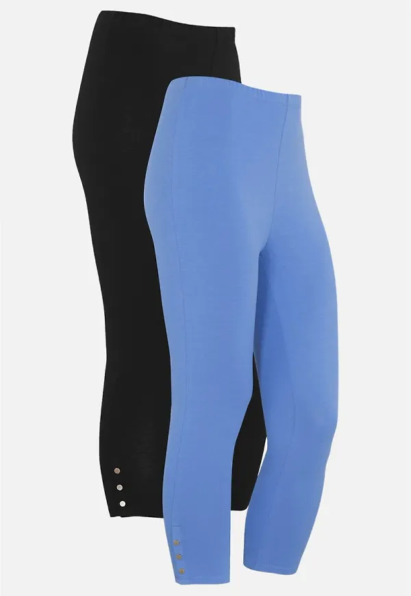 Caprileggings med knappar 2-pack