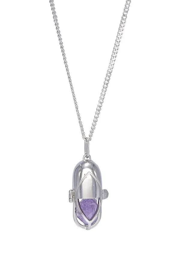 Capsule Eleven halsband med kristallhänge - Silverfärgad