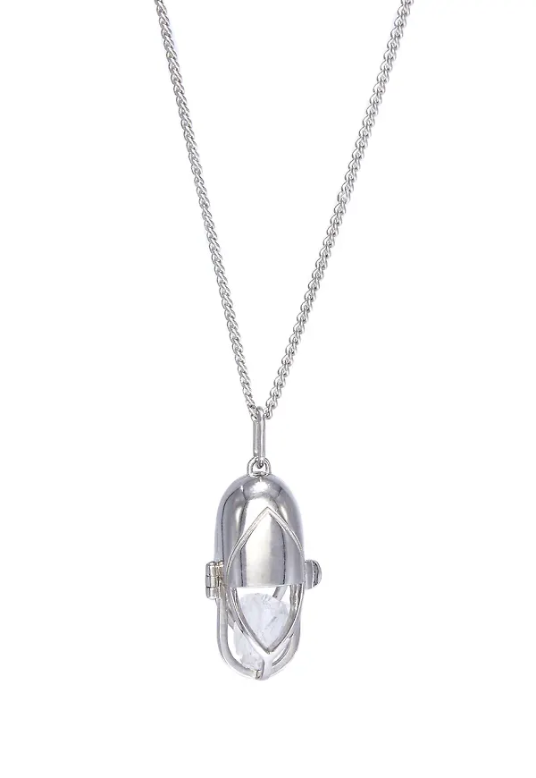 Capsule Eleven halsband med kristallhänge - Silverfärgad