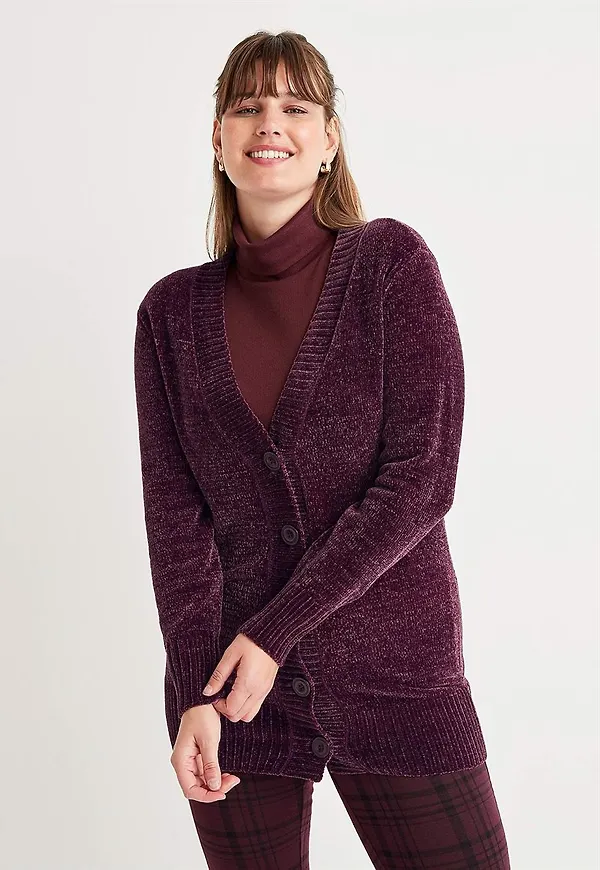 Cardigan i chenille