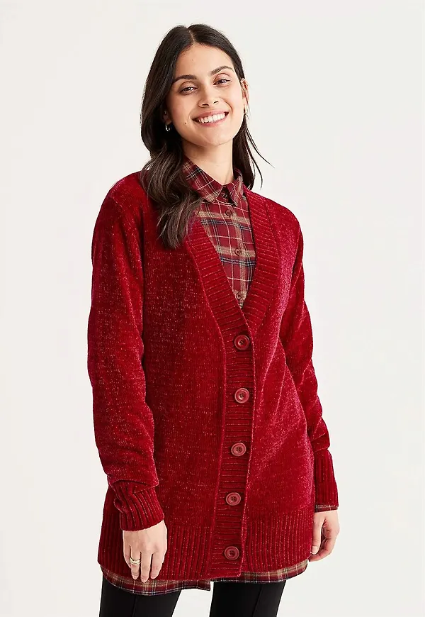 Cardigan i chenille