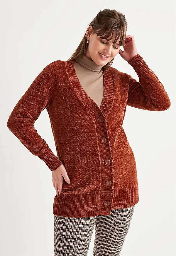 Cardigan i chenille